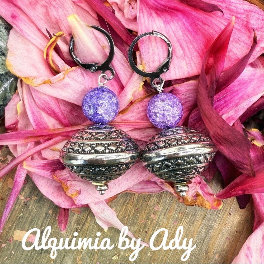 Alquimia purple quartz and Silver Drop Earrings